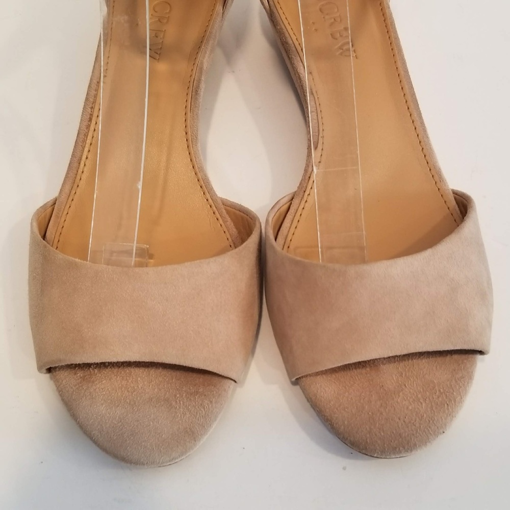 J. CREW Ankle Strap Sandal Low Wedge Heels Nude Suede Leather Womens Shoe Size 6 - Picture 9 of 12